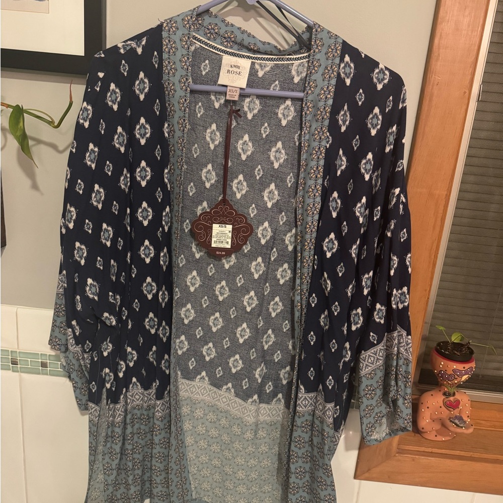 Blue and White Patterned Kimono